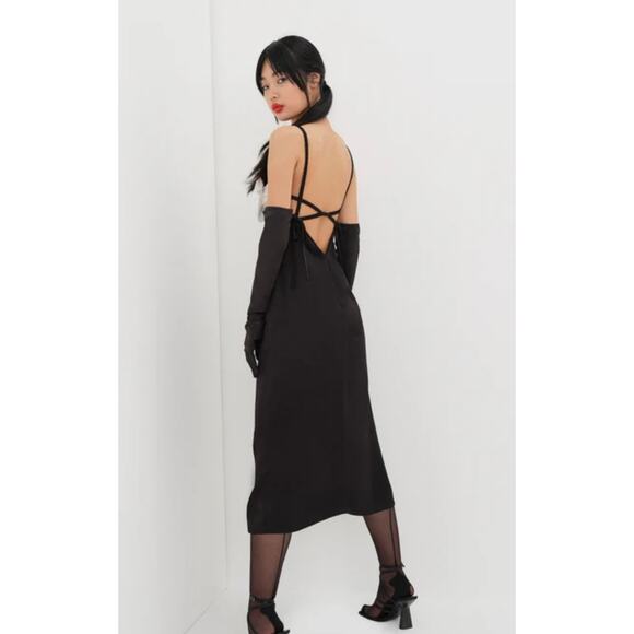 For Love & Lemons Rita Black & White Midi Dress Size Medium NWT - Picture 9 of 16